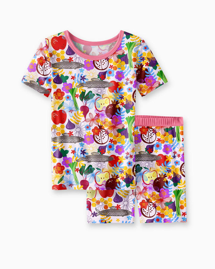 Happy Rosh Hashanah Bamboo Two Piece Short Sleeve Shorts Pajama Set