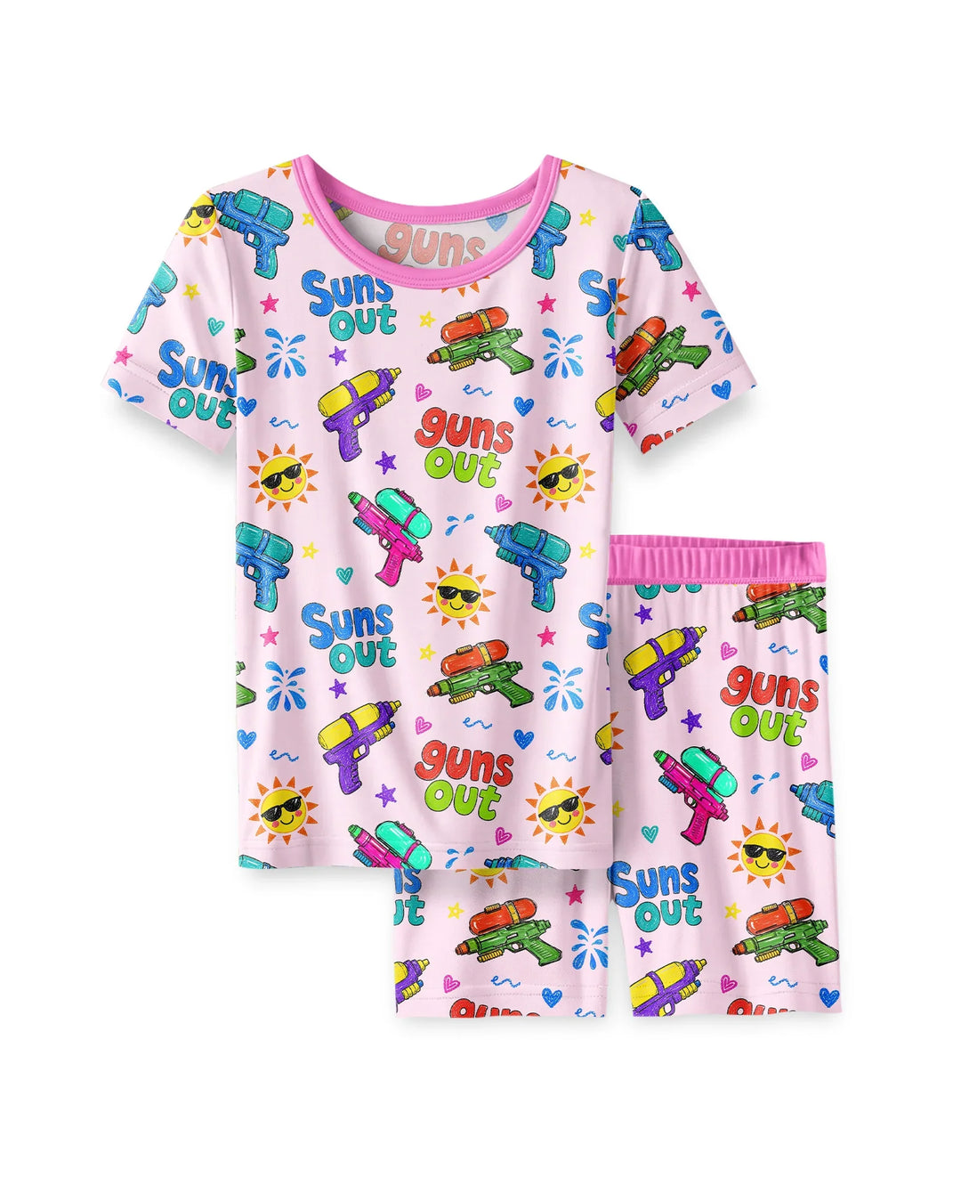 Sun Out Guns Out Bamboo Two Piece Short Sleeve Shorts Pajama Set