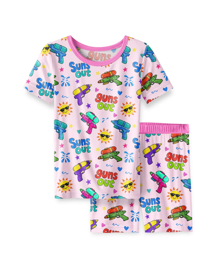 Sun Out Guns Out Bamboo Two Piece Short Sleeve Shorts Pajama Set