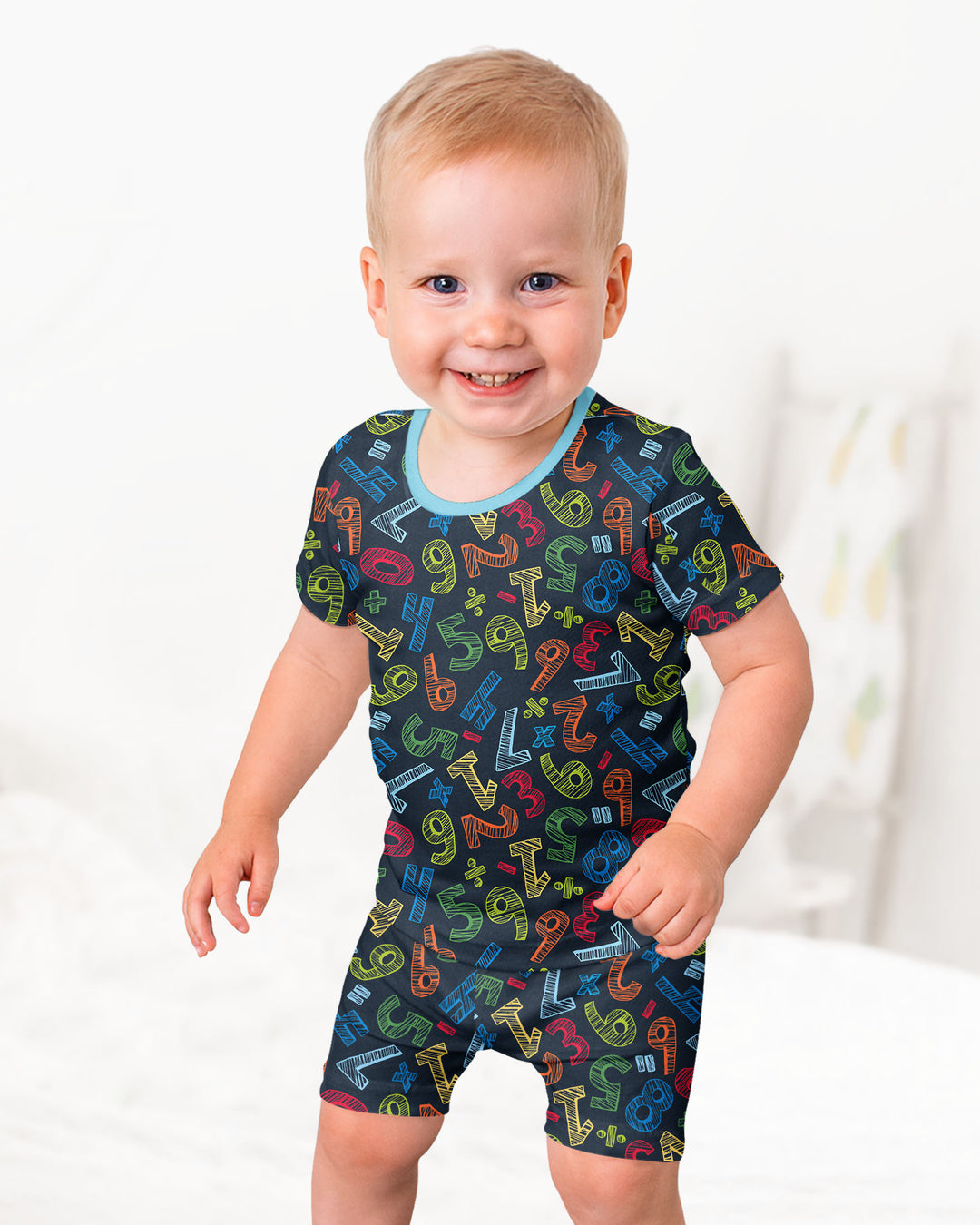 Math Doodles Bamboo Two Piece Short Sleeve Shorts Pajama Set