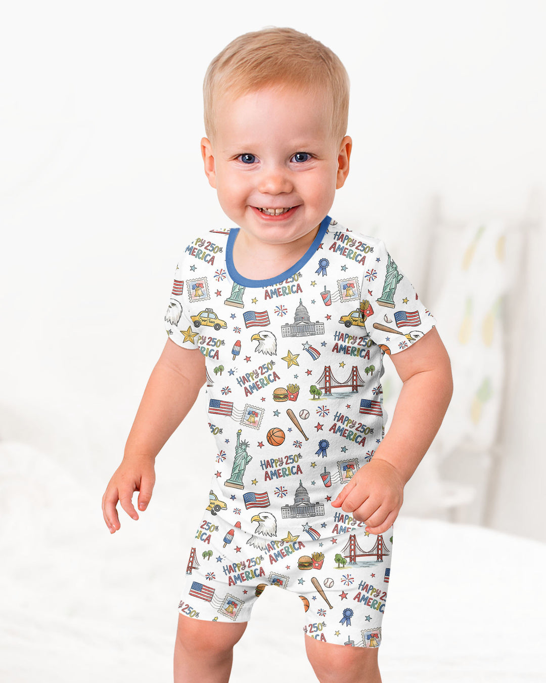 America 250 Celebration Bamboo Two Piece Short Sleeve Shorts Pajama Set