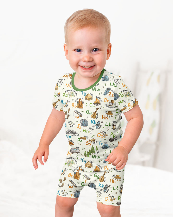 Conjunto de Pijama de Dos Piezas de Bambú con Mangas Cortas y Pantalones Cortos