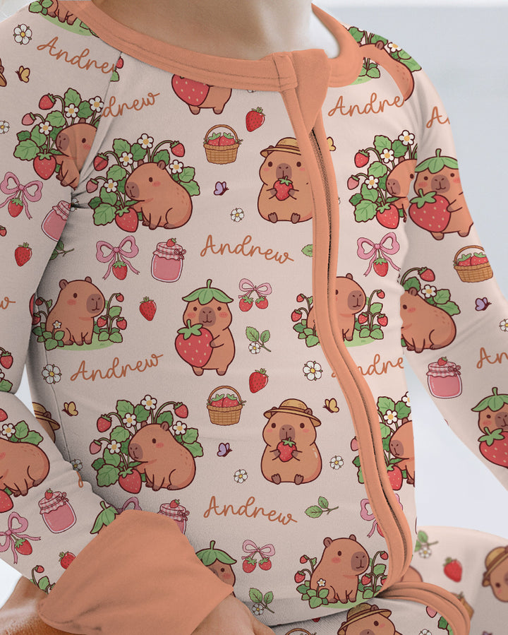 Custom Name Capybara Strawberry Bamboo Convertible Zippy