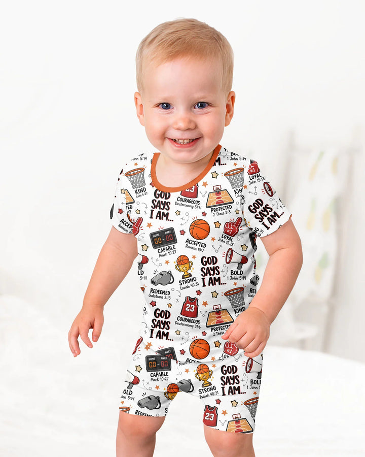 Basketball God Says I Am Bamboo Two Piece Short Sleeve Shorts Pajama Set