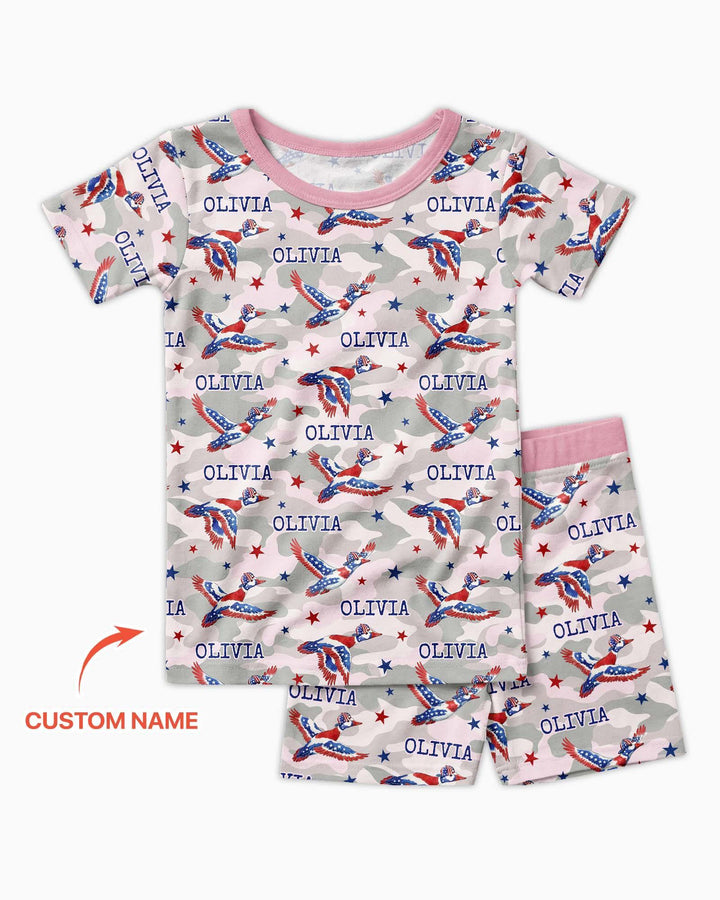 Zweiteiliges Pyjama-Set mit kurzen Ärmeln und Shorts im Sommer-Design