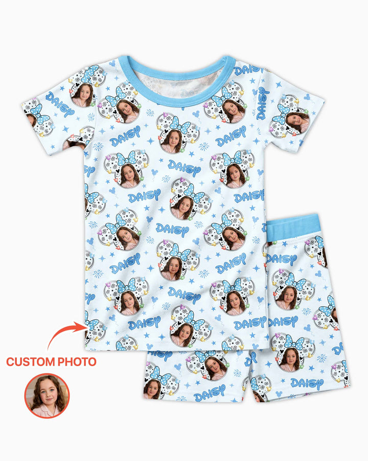 Custom Photo Little Princess Bamboo Two Piece Short Sleeve Shorts Pajama Set