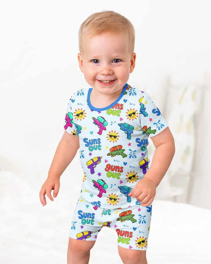 Sun Out Guns Out Bamboo Two Piece Short Sleeve Shorts Pajama Set