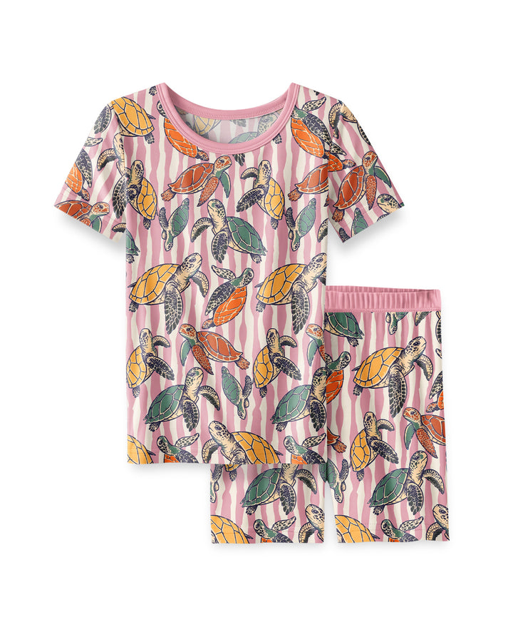 Conjunto de Pijama de Dos Piezas de Bambú con Mangas Cortas y Pantalones Cortos