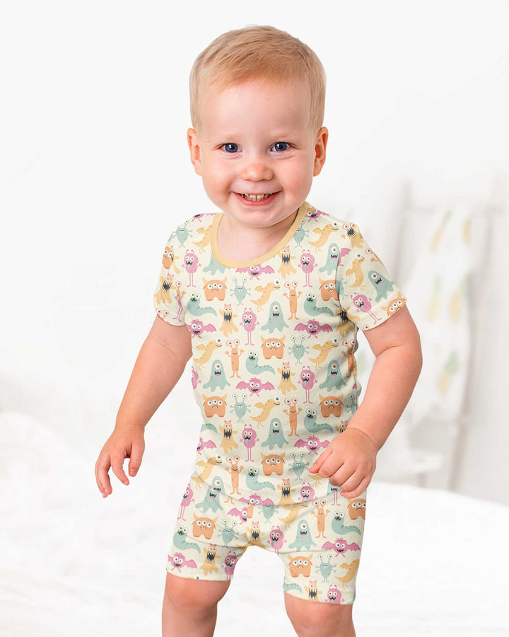 Monster Boo Bash Bamboo Two Piece Short Sleeve Shorts Pajama Set