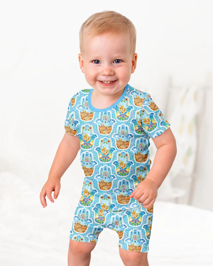 Conjunto de Pijama de Dos Piezas de Bambú con Mangas Cortas y Pantalones Cortos