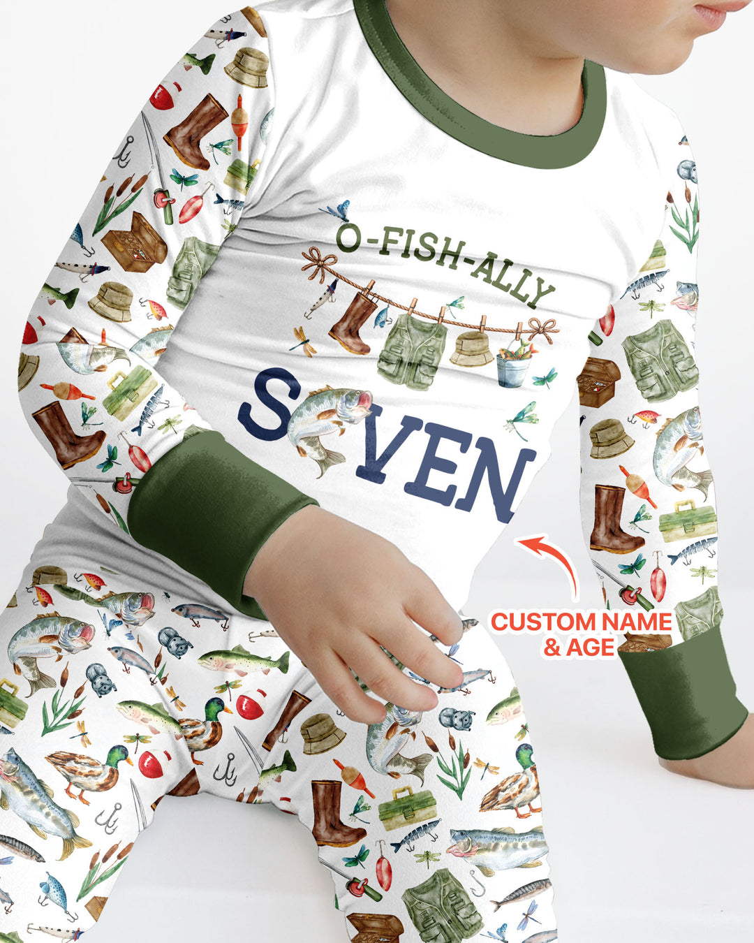 O-Fish-Ally Birthday – Personalized Name & Age Bamboo Two Piece Long Sleeve Pajama Set