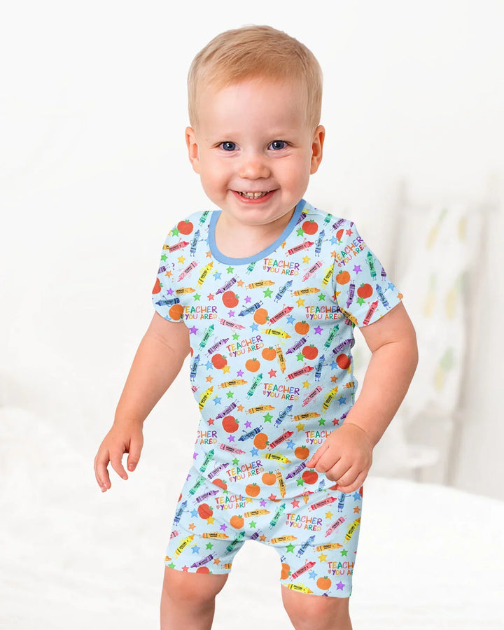 Teacher You Are Special Bamboo Two Piece Short Sleeve Shorts Pajama Set