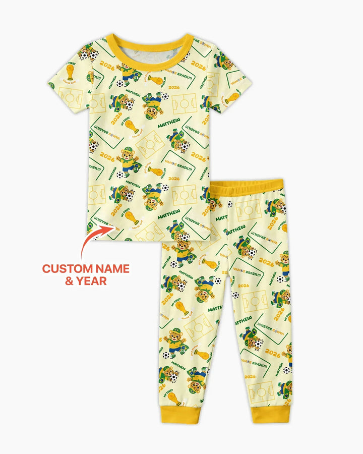 Conjunto de pijama de dos piezas de bambú de manga corta, plantilla personalizada