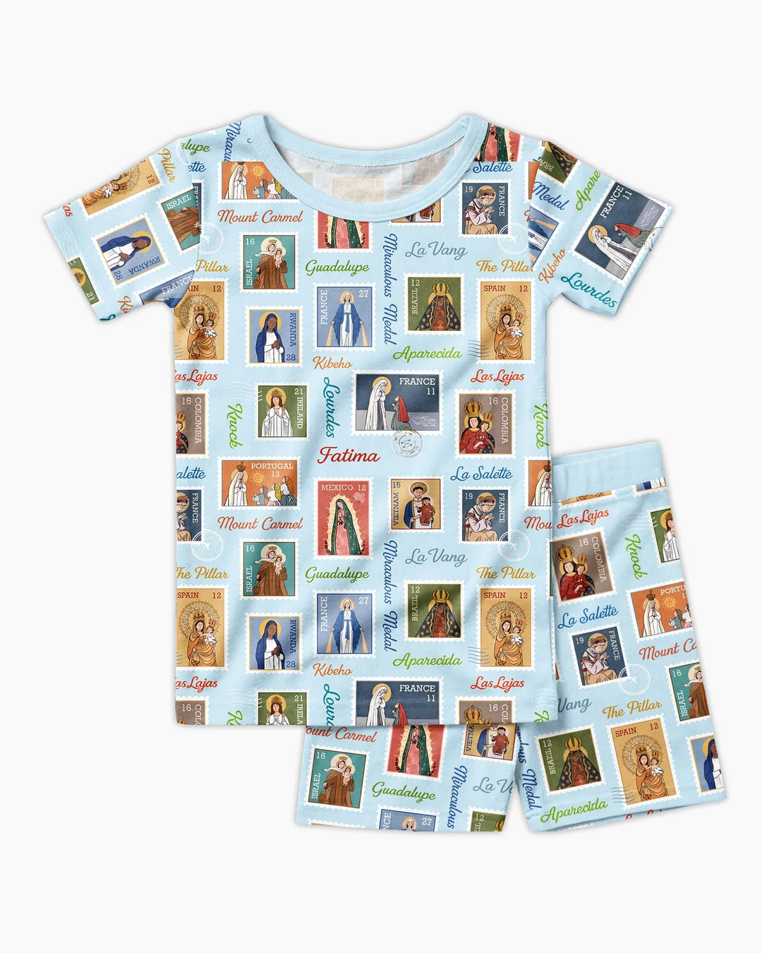 Our Lady, Around the World Bamboo Two Piece Short Sleeve Shorts Pajama Set