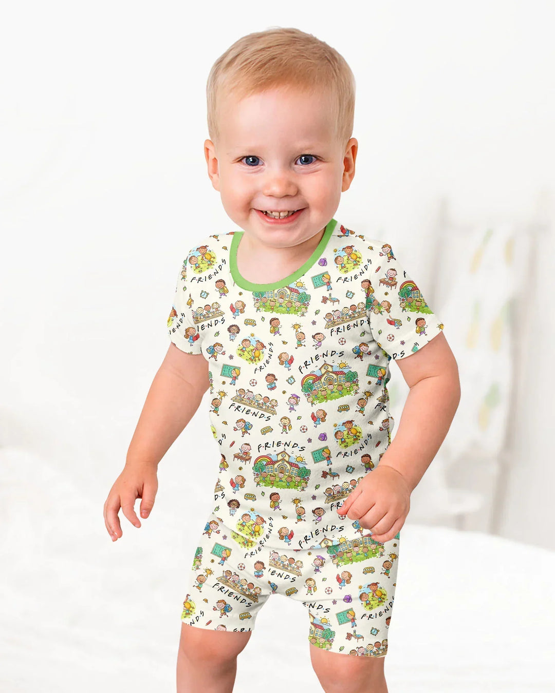 School Friends Forever Bamboo Two Piece Short Sleeve Shorts Pajama Set