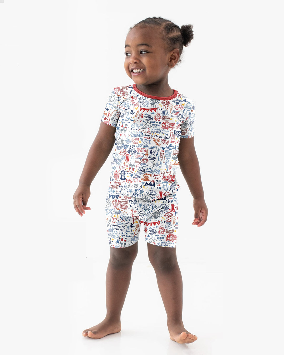 Liberty Doodle 250th Family Matching Bamboo Two Piece Short Sleeve Shorts Pajama Set