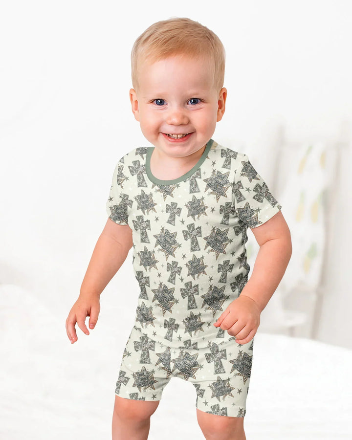 Conjunto de Pijama de Dos Piezas de Bambú con Mangas Cortas y Pantalones Cortos