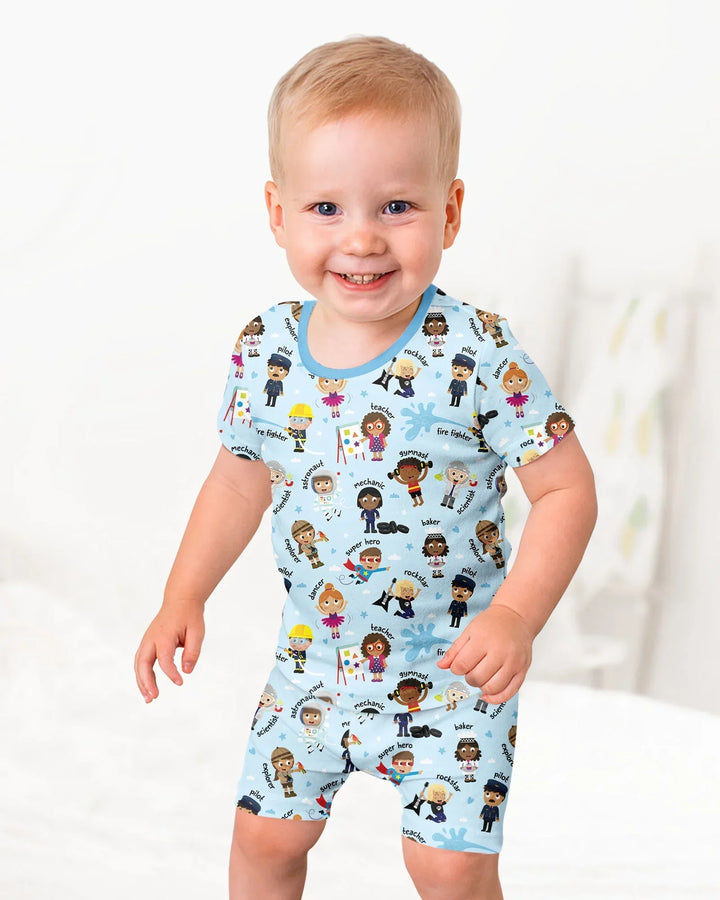 Schlafanzug-Set zweiteilig, kurze Ärmel, kurze Hose, Bambus