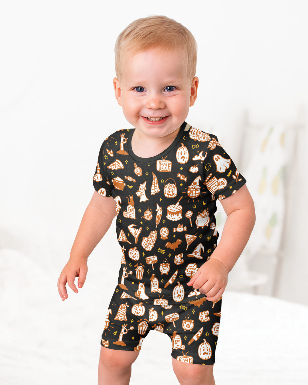 Spooky Season Bamboo Two Piece Short Sleeve Shorts Pajama Set