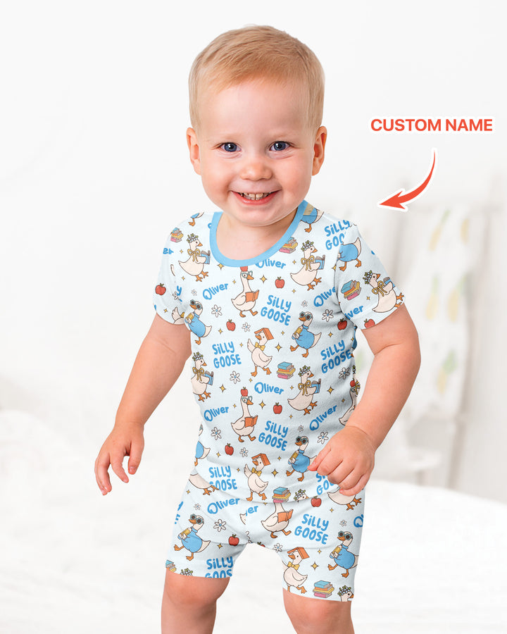 Conjunto de Pijama de Dos Piezas de Bambú con Mangas Cortas y Pantalones Cortos