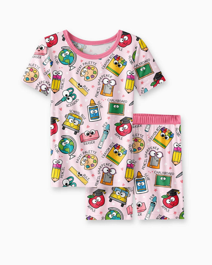 Template Zweiteiliges Pyjama-Set mit kurzen Ärmeln und Shorts