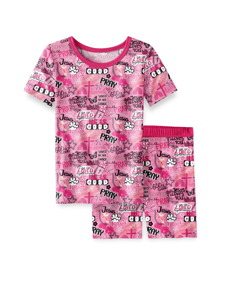 Conjunto de Pijama de Dos Piezas de Bambú con Mangas Cortas y Pantalones Cortos
