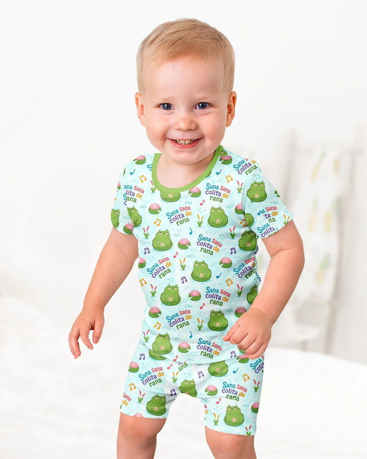 Conjunto de Pijama de Dos Piezas de Bambú con Mangas Cortas y Pantalones Cortos