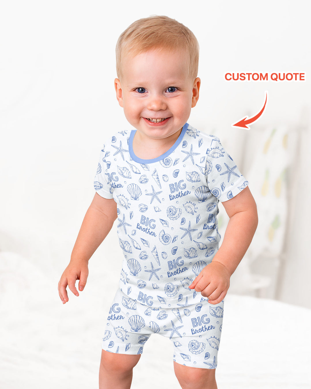 Coquette Seashell Matching Sibling Bamboo Two Piece Short Sleeve Shorts Pajama Set