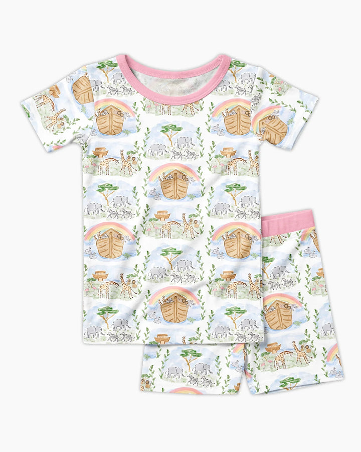 Noah And The Ark Bamboo Two Piece Short Sleeve Shorts Pajama Set