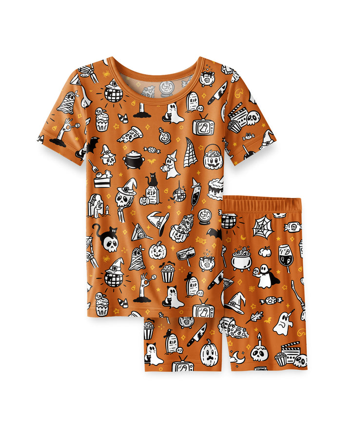 Spooky Season Bamboo Two Piece Short Sleeve Shorts Pajama Set