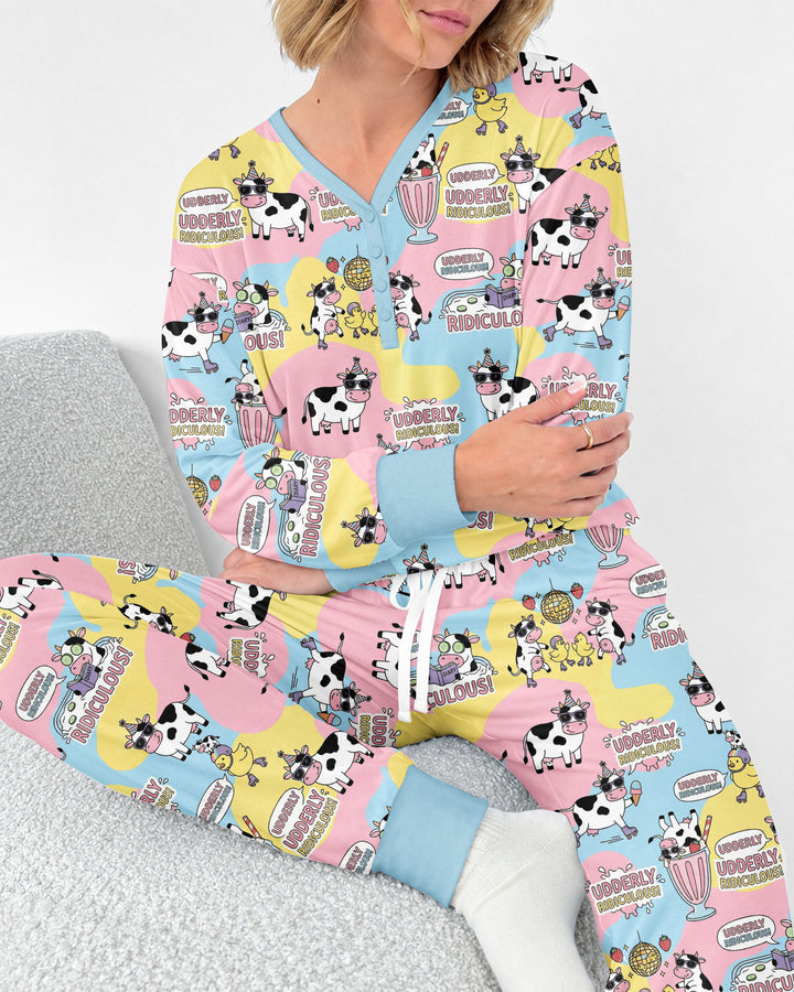 Too Ridiculous To Moo Bamboo Women Pajama Set