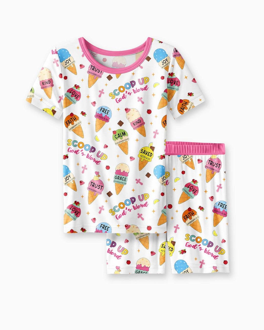 Pijama de dos piezas de bambú de manga corta y pantalones cortos para toda la familia Mini Mystic a juego