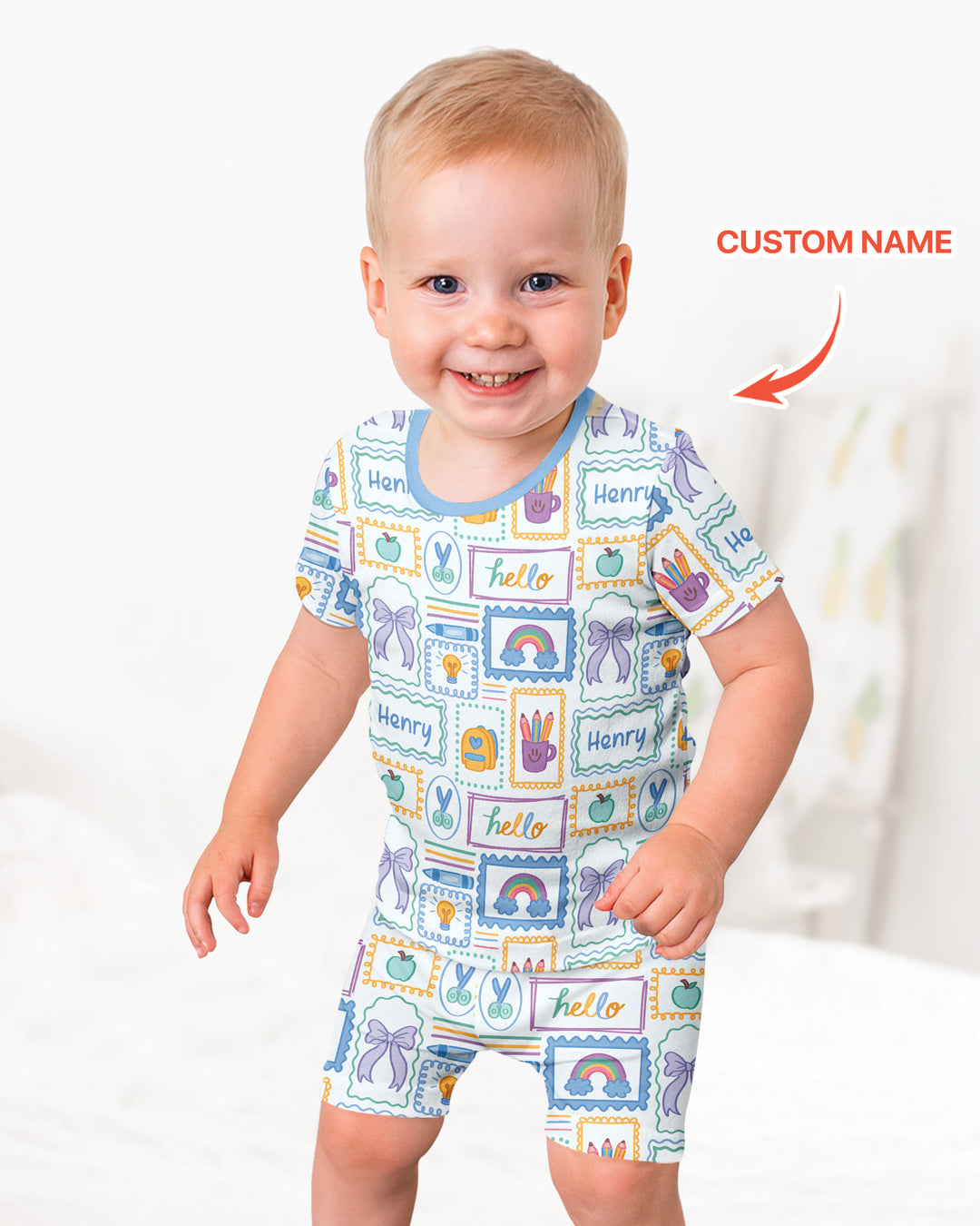 Schlafanzug-Set zweiteilig, kurze Ärmel, kurze Hose, Bambus