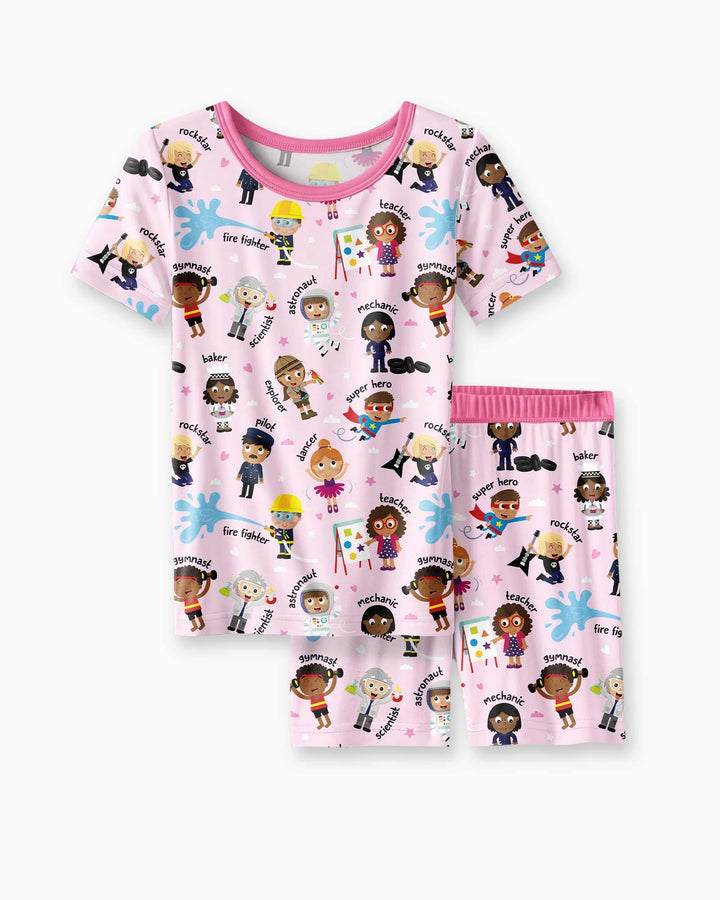 Schlafanzug-Set zweiteilig, kurze Ärmel, kurze Hose, Bambus
