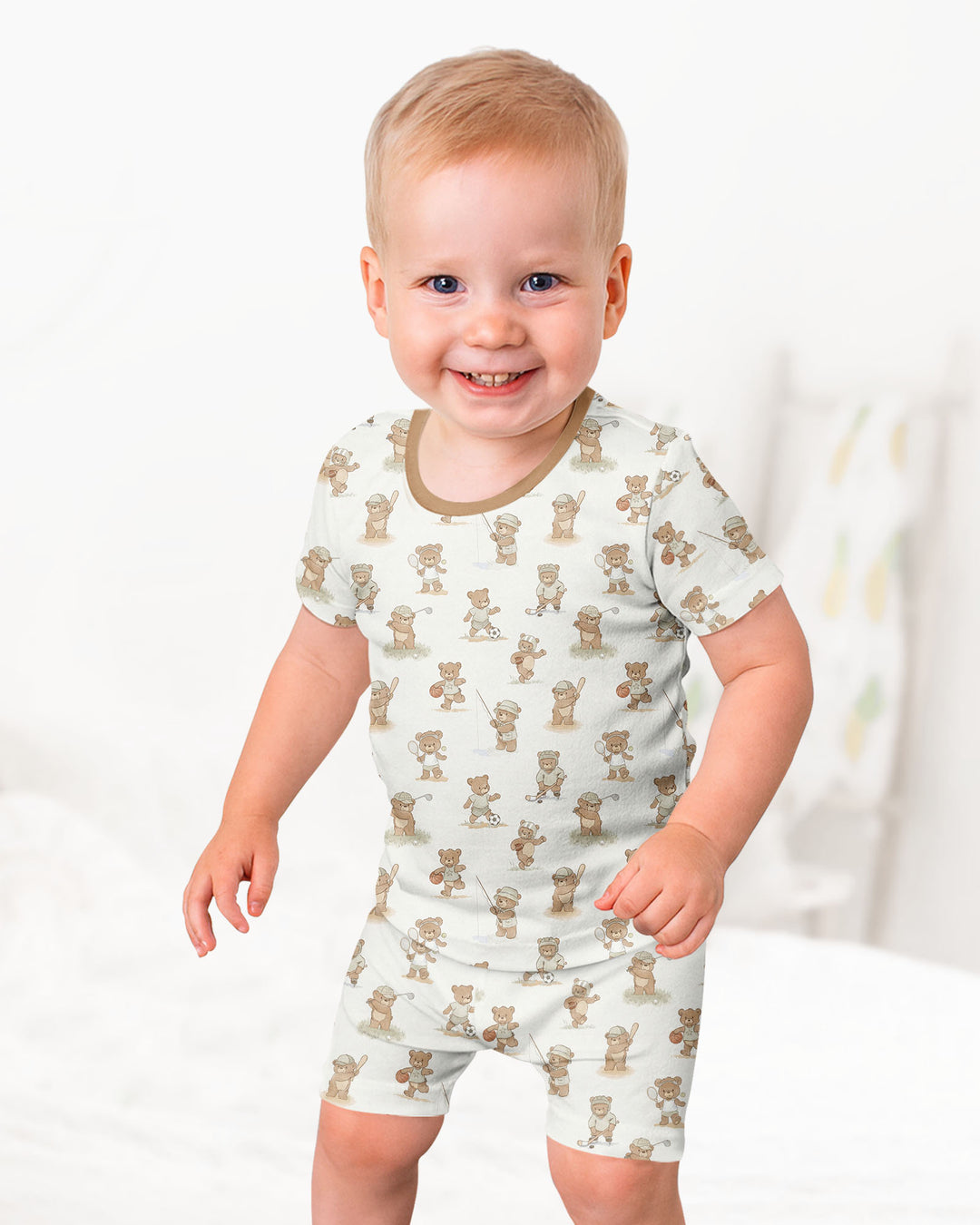 Conjunto de Pijama de Dos Piezas de Bambú con Mangas Cortas y Pantalones Cortos