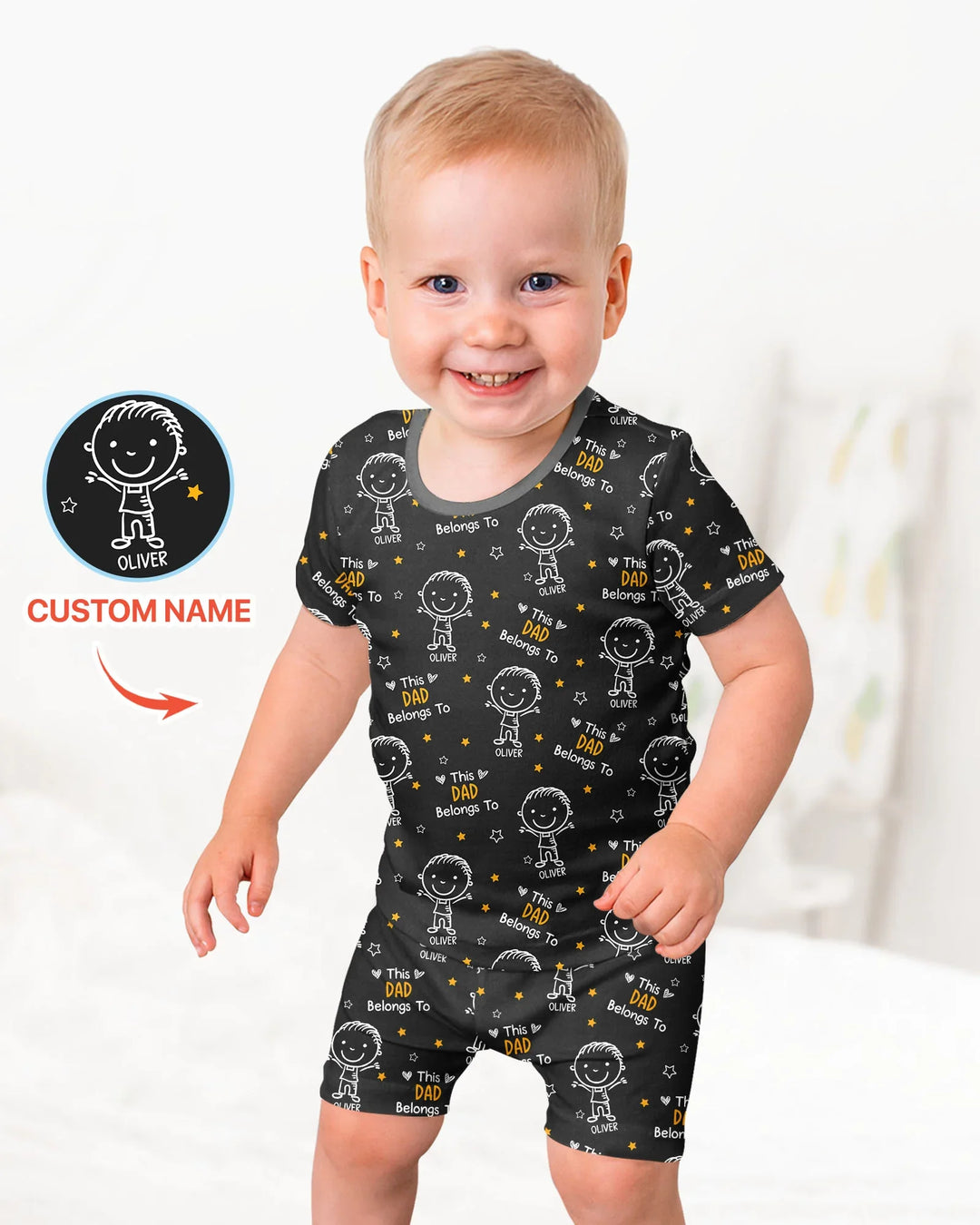 Zweiteiliges Pyjama-Set mit kurzen Ärmeln und Shorts im Sommer-Design