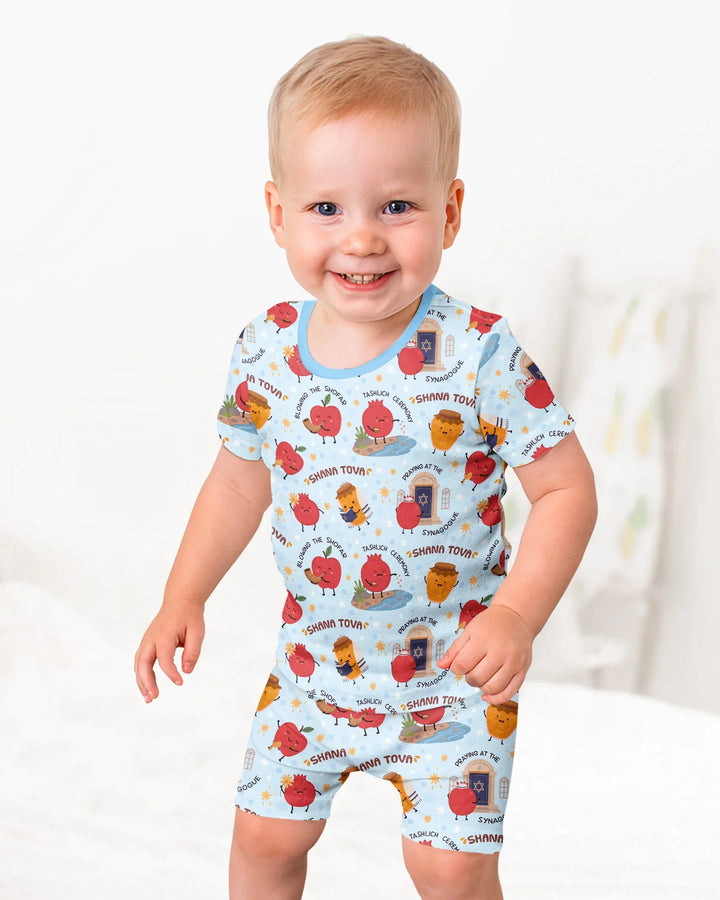 Sweet Sacred Moments Family Matching Bamboo Two Piece Short Sleeve Shorts Pajama Set