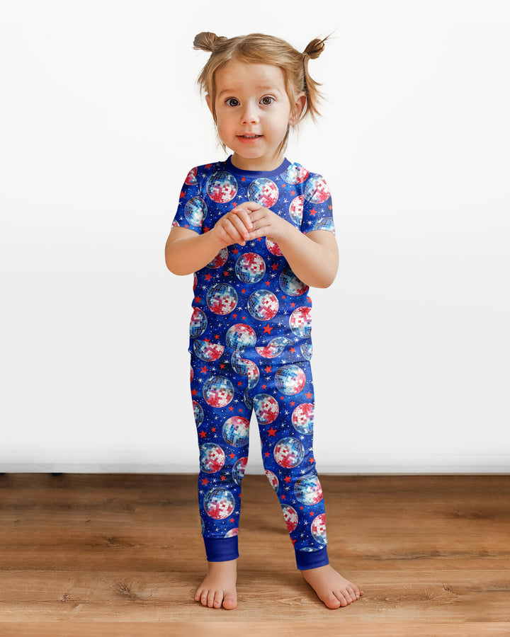 USA Disco Balls Bamboo Two Piece Short Sleeve Pajama Set