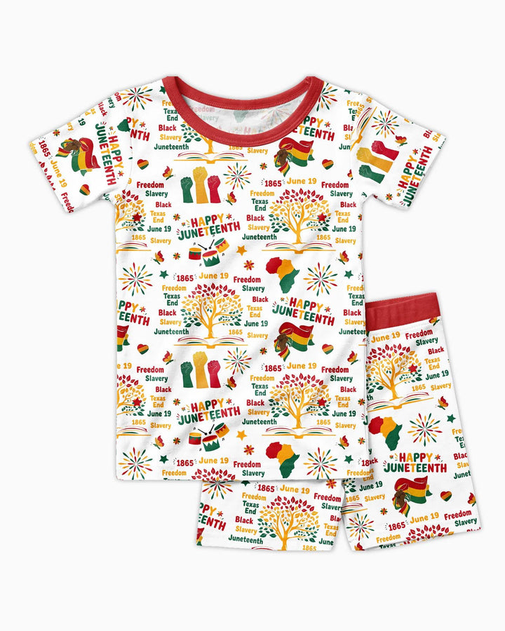 Happy Juneteenth Bamboo Two Piece Short Sleeve Shorts Pajama Set