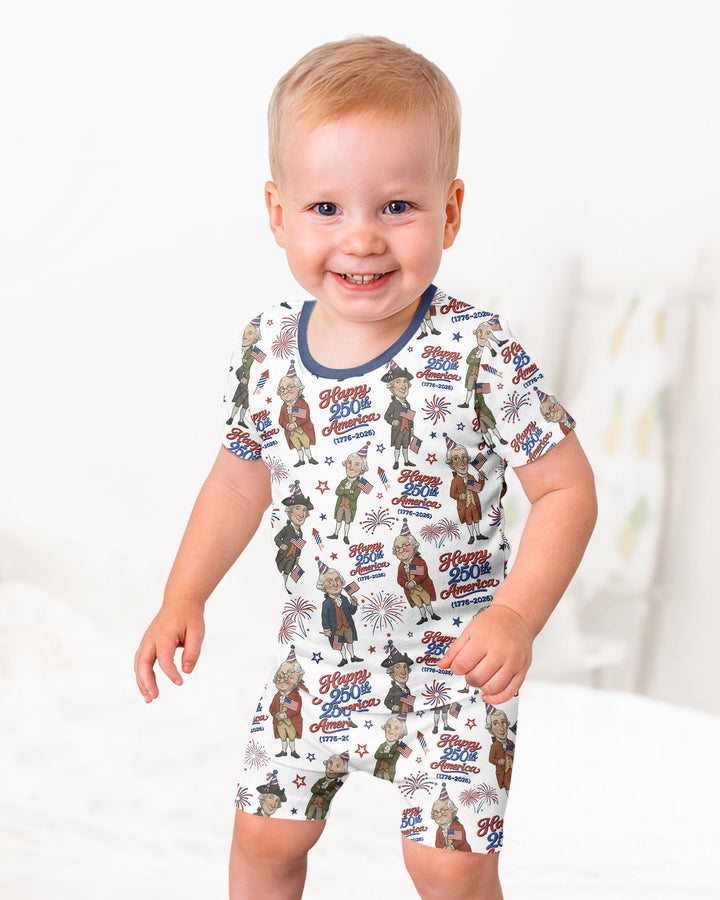 Party Like It's 1776 Family Matching Bamboo Two Piece Short Sleeve Shorts Pajama Set