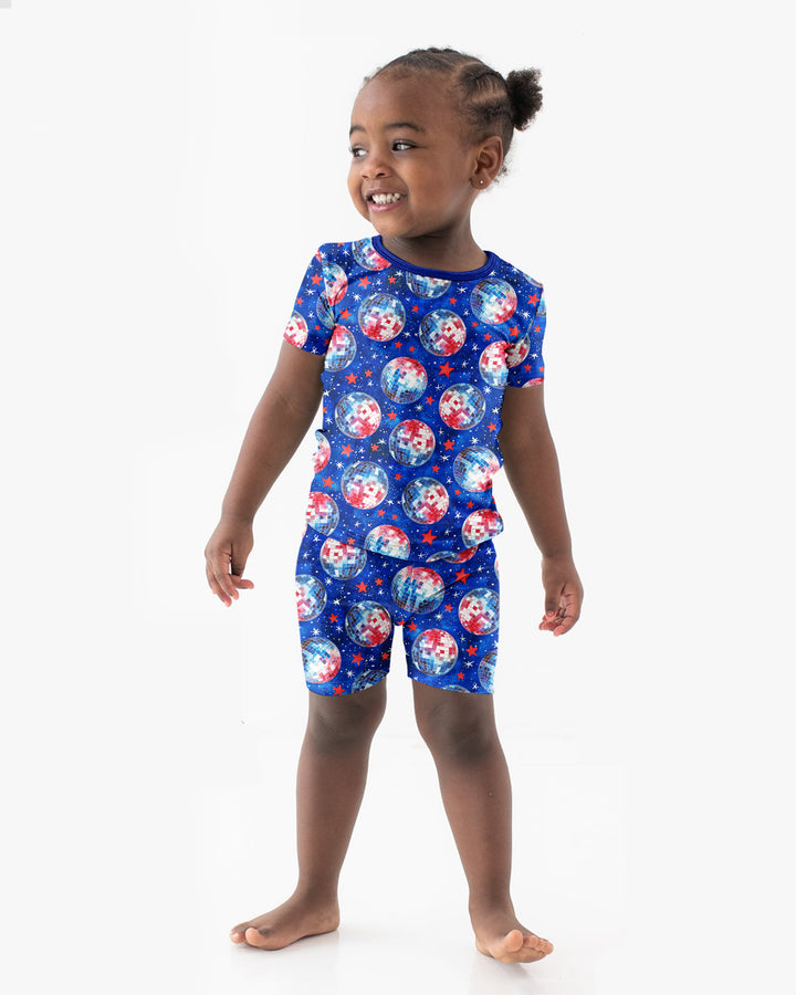 USA Disco Balls Bamboo Two Piece Short Sleeve Shorts Pajama Set