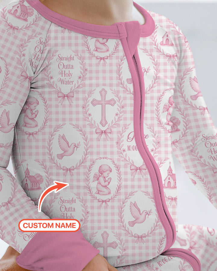 Custom Name Baptism Straight Outta Holy Water Bamboo Convertible Zippy