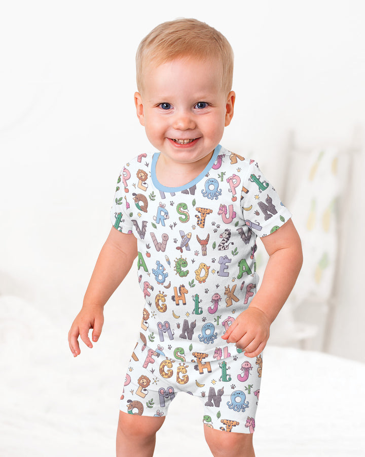 Schlafanzug-Set zweiteilig, kurze Ärmel, kurze Hose, Bambus