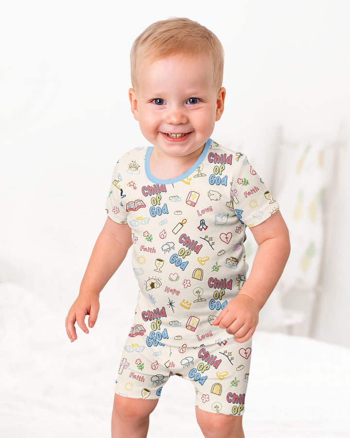 Template Zweiteiliges Pyjama-Set mit kurzen Ärmeln und Shorts
