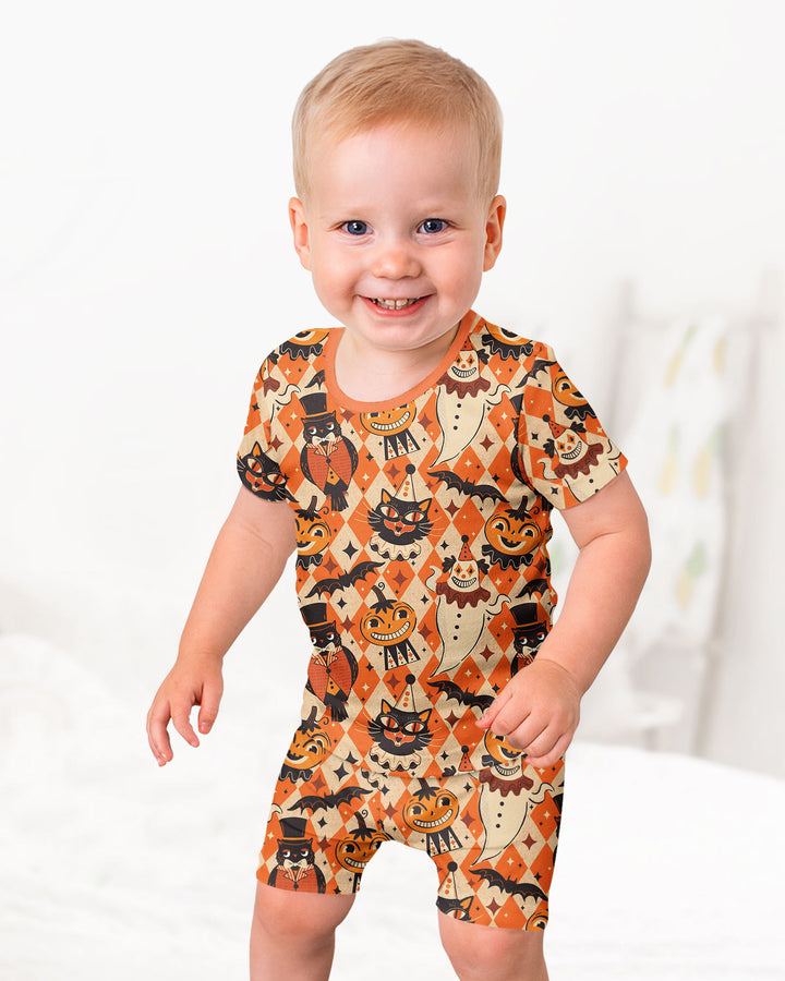 Vintage Halloween Carnival Bamboo Two Piece Short Sleeve Shorts Pajama Set