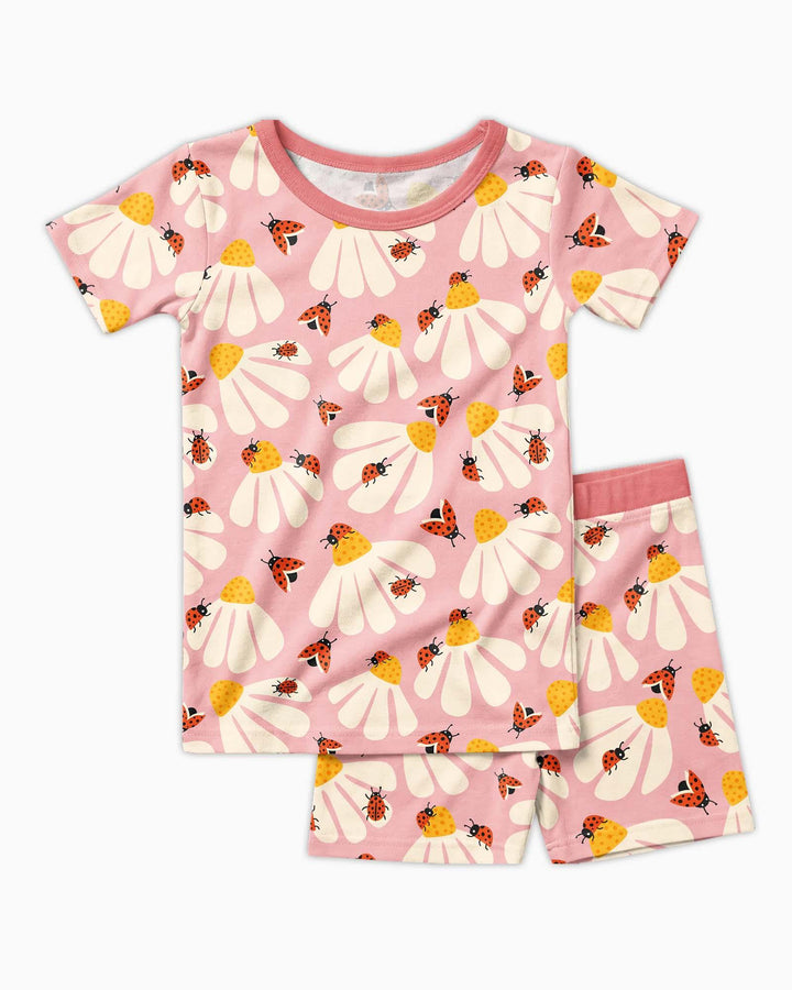 Lucky Little Bug Bamboo Two Piece Short Sleeve Shorts Pajama Set