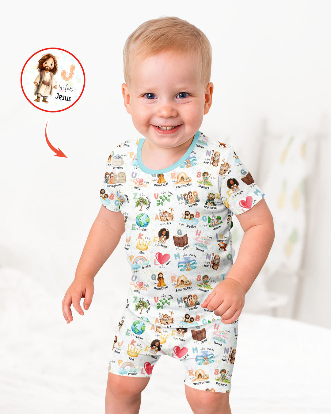 Template Zweiteiliges Pyjama-Set mit kurzen Ärmeln und Shorts