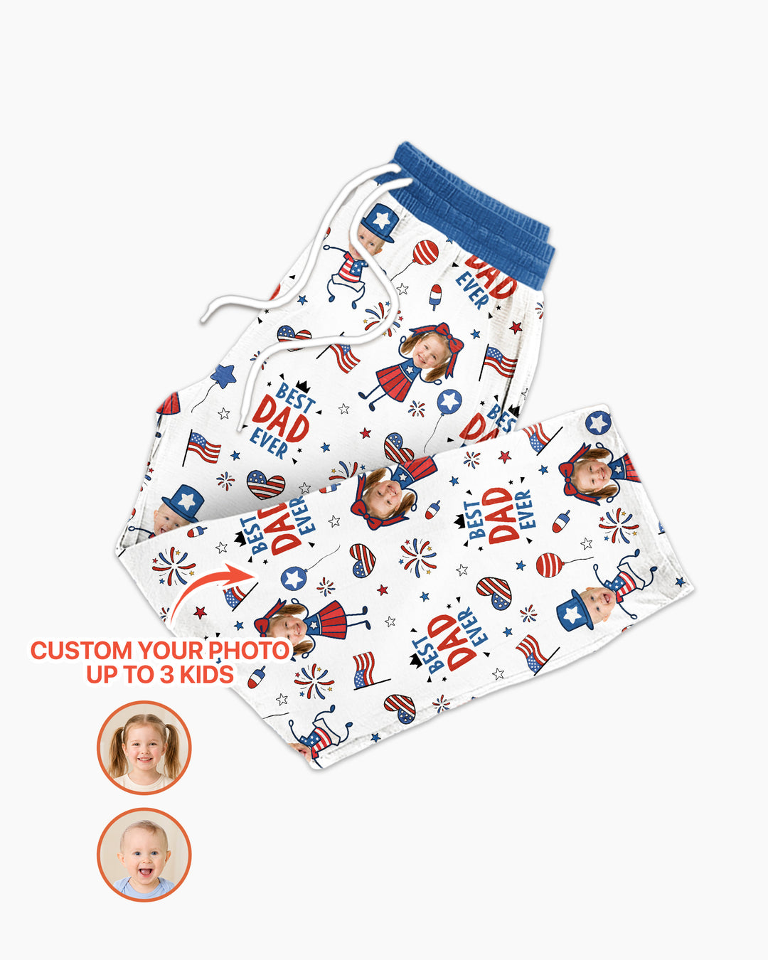 Custom Photo Best Patriotic Family Ever Bamboo Men's Pajama Set