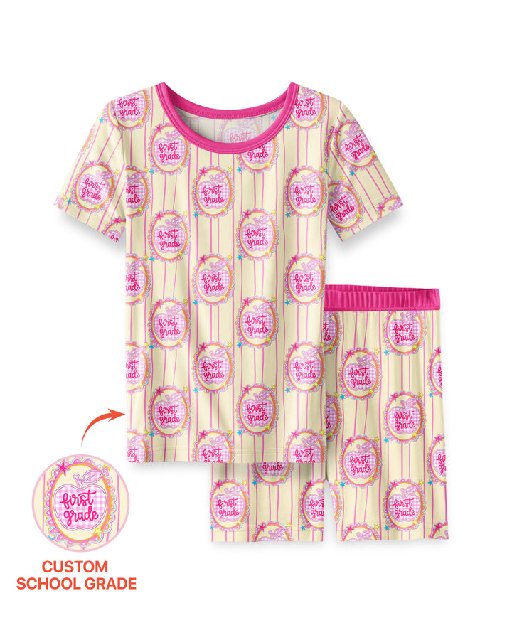 Conjunto de Pijama de Dos Piezas de Bambú con Mangas Cortas y Pantalones Cortos