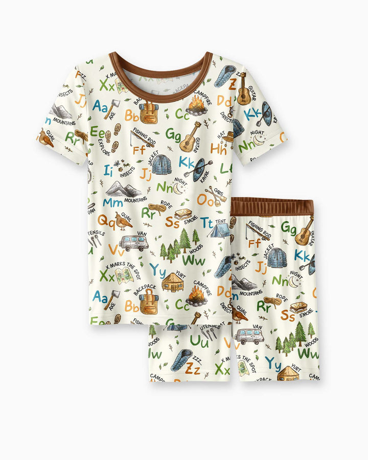 Conjunto de Pijama de Dos Piezas de Bambú con Mangas Cortas y Pantalones Cortos
